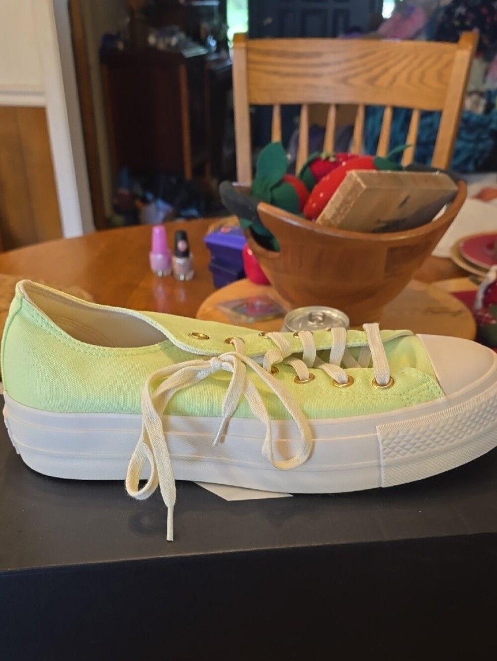 Converse Low-Top Canvas Sneaker in Pale Green with White Sole - Picture 3 of 7